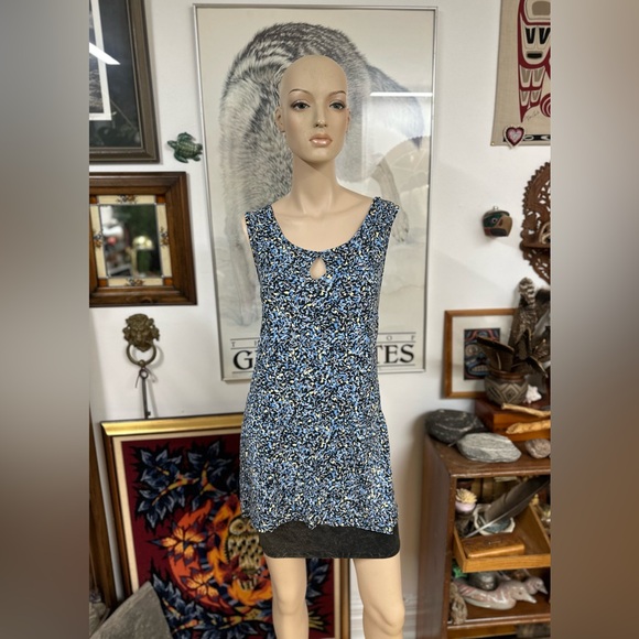 Blue, Black, & Yellow All-Over Patterned Tank Top - Picture 6 of 9